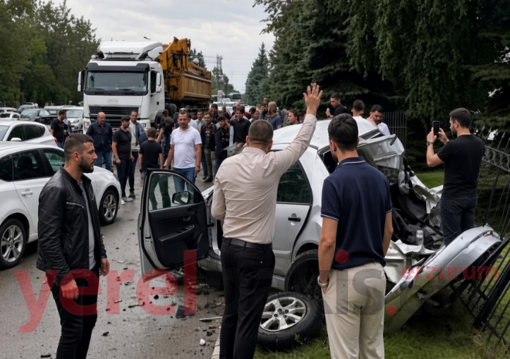 Erzurum'da Sağanak Zincirleme Kazaya Yol Açtı: 10 Araç Birbirine Girdi, 5 Yaralı