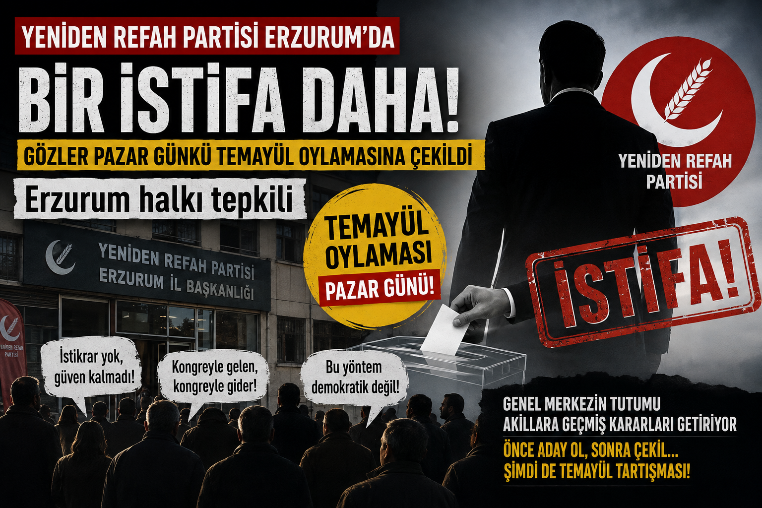 Yeniden Refah Partisi Erzurum’da Bir İstifa Daha: Gözler Pazar Günündeki Temayülde