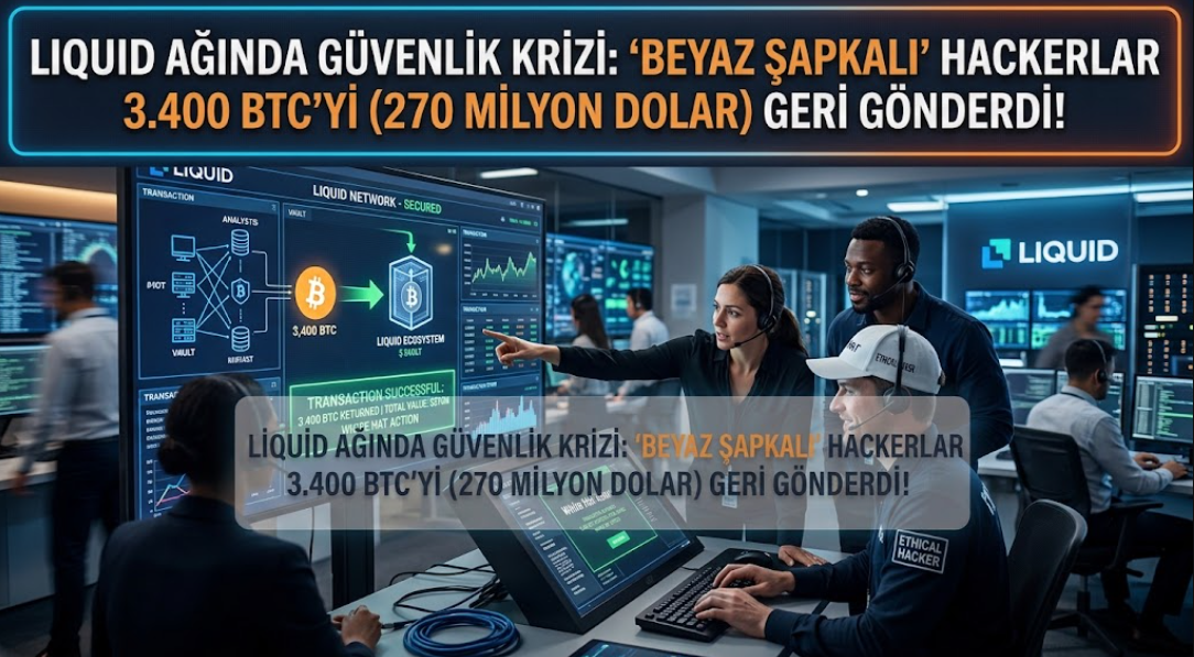 Liquid Ağında Güvenlik Krizi: 'Beyaz Şapkalı' Hackerlar 3.400 BTC'yi (270 Milyon Dolar) Geri Gönderdi!
