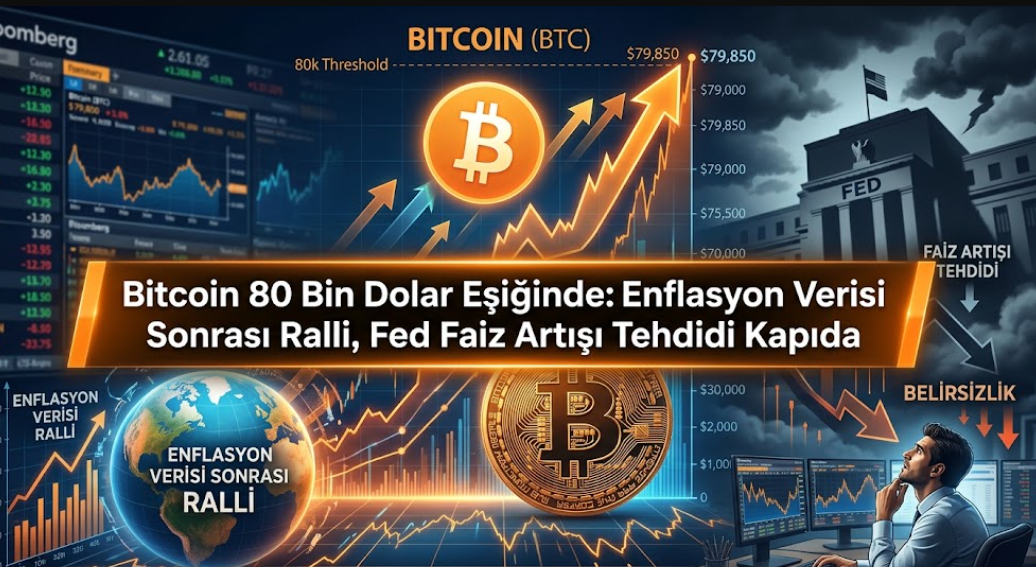 Bitcoin 80 Bin Dolar Eşiğinde: Enflasyon Verisi Sonrası Ralli, Fed Faiz Artışı Tehdidi Kapıda